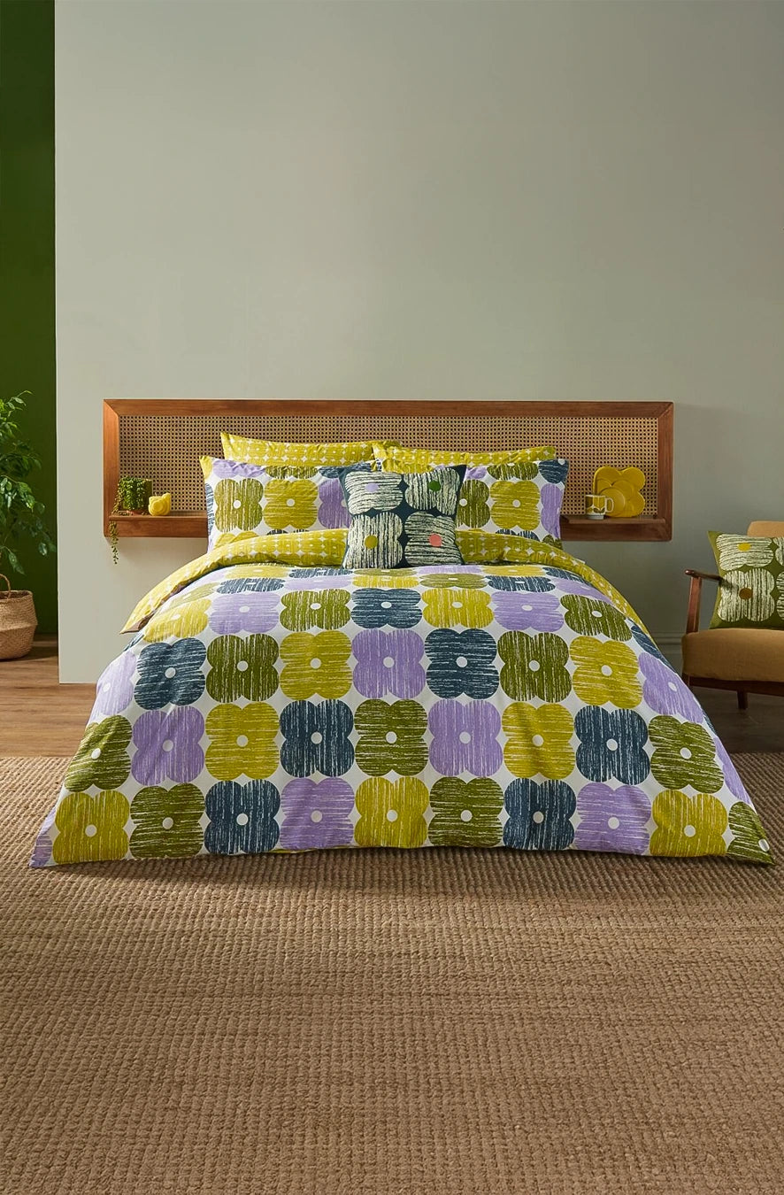 Lenjerie de pat Textured Flower Lilac-Moss