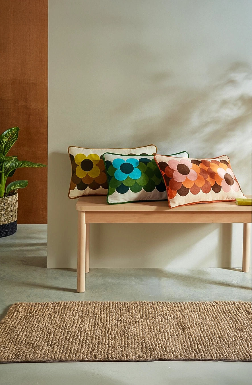 Pernă decorativă Retro Flower Stripe Dune 30 x 50 cm